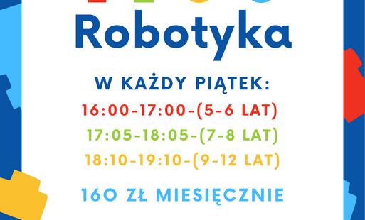 plakat o zajeciach z legorobotyki